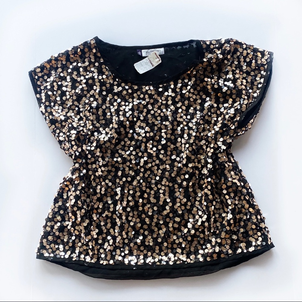 Jennifer Lopez sequin top size Large gold